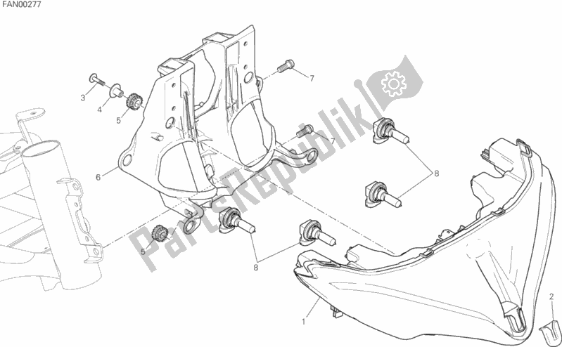 Alle onderdelen voor de Koplamp van de Ducati Multistrada 1200 Touring USA 2016
